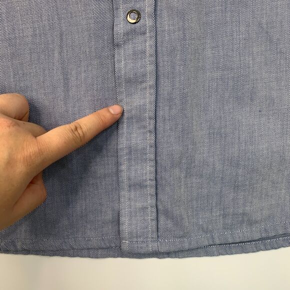 Charles Tyrwhitt Western Shirt Mens M Medium Blue Snap Button Up Flap Pockets - Picture 3 of 13